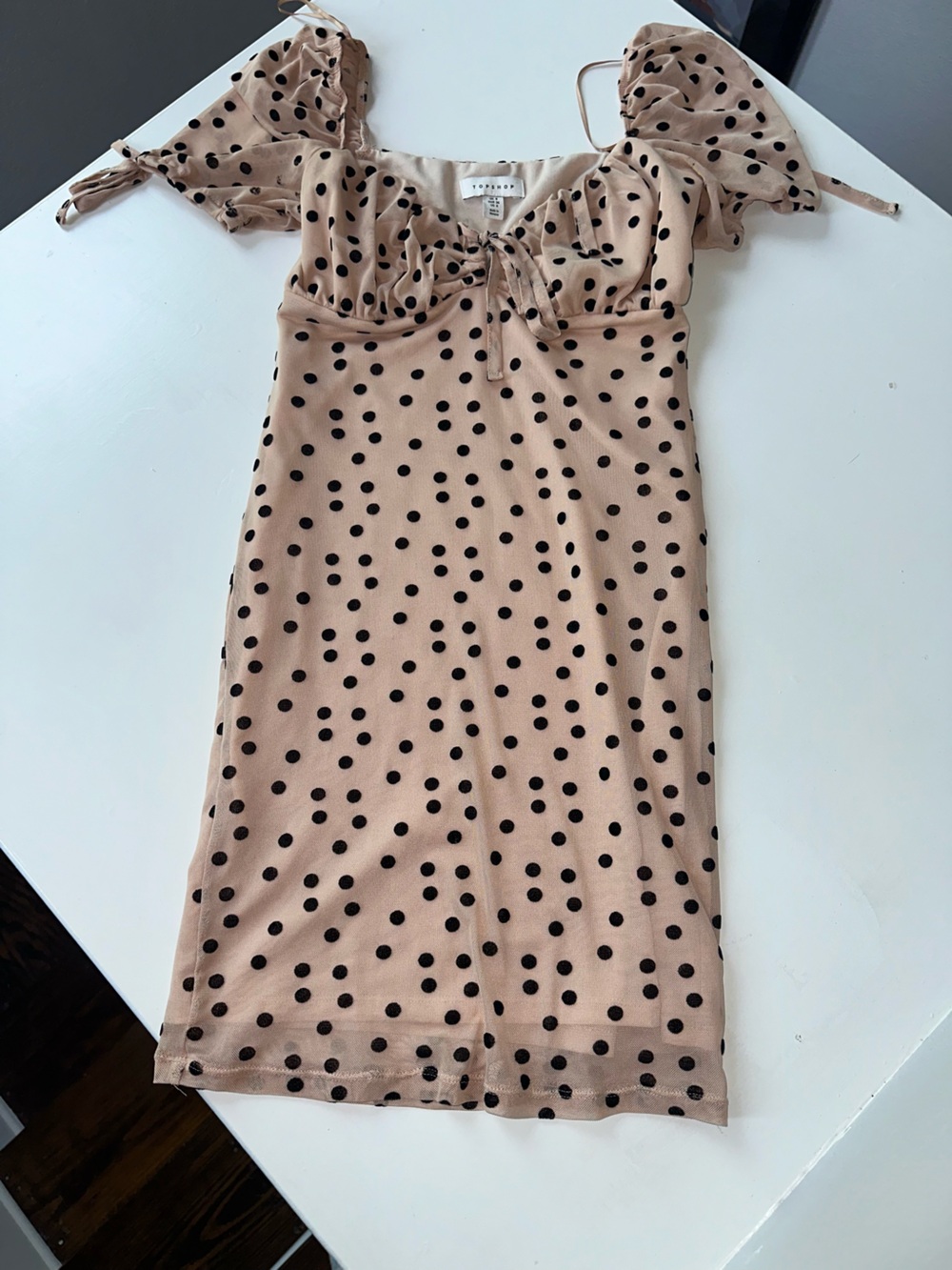 PacSun Beige Mini Dress with Black Polka Dots